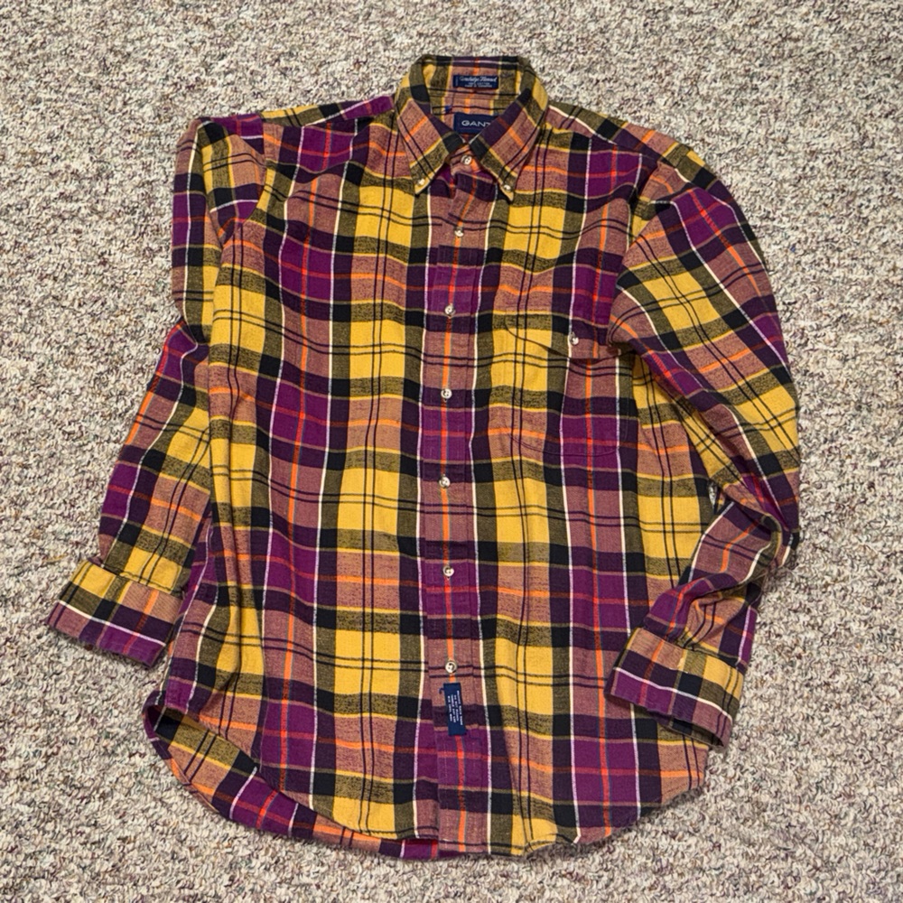 VTG Mens Gant size medium Multicolor Plaid flannel‎ Shirt long sleeve